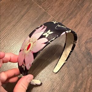 LV Floral Black Headband 1.6”